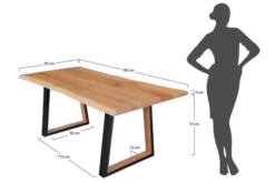 Arrediorg Tavolo legno massello scortecciato gambe nere in metallo 90x180 GAVARDO