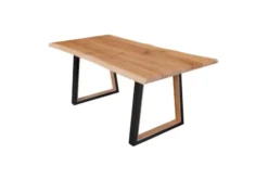Arrediorg Tavolo legno massello scortecciato gambe nere in metallo 90x180 GAVARDO