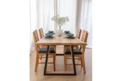 Arrediorg Tavolo legno massello scortecciato gambe nere in metallo 90x180 GAVARDO