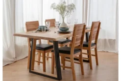 Arrediorg Tavolo legno massello scortecciato gambe nere in metallo 90x180 GAVARDO