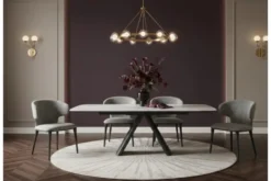 Arrediorg Tavolo moderno allungabile 160/240 cm stile marmo bianco OBSIDIAN
