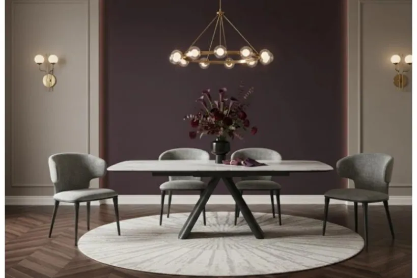 Arrediorg Tavolo moderno allungabile 160/240 cm stile marmo bianco OBSIDIAN