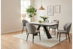 Arrediorg Tavolo moderno allungabile 160/240 cm stile marmo bianco OBSIDIAN