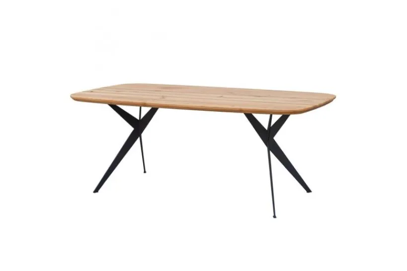 Arrediorg Tavolo moderno ovale in legno massello e metallo nero 160x90 SISTINA