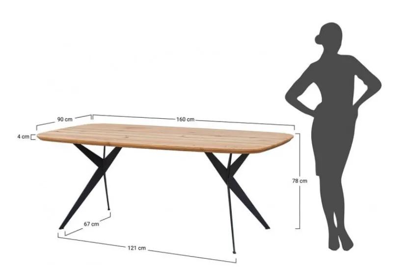 Arrediorg Tavolo moderno ovale in legno massello e metallo nero 160x90 SISTINA