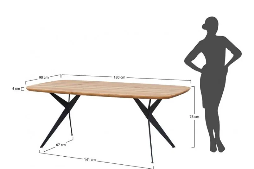 Arrediorg Tavolo ovale in massello e metallo 180x90 SISTINA