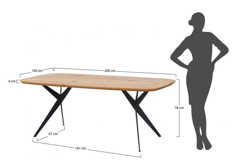 Arrediorg Tavolo piano ovale in 200x100 con gambe in metallo SISTINA