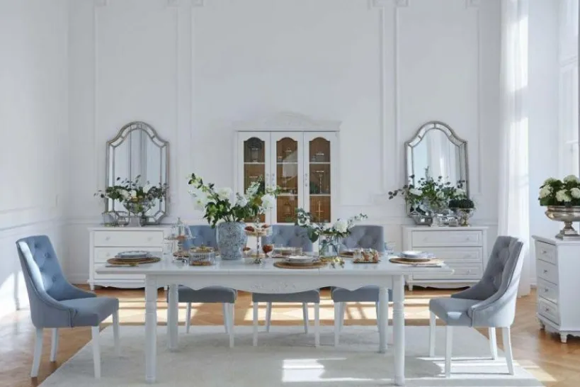 Arrediorg Tavolo provenzale allungabile in legno bianco Princess 828