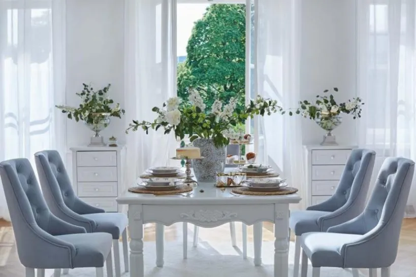 Arrediorg Tavolo provenzale allungabile in legno bianco Princess 828