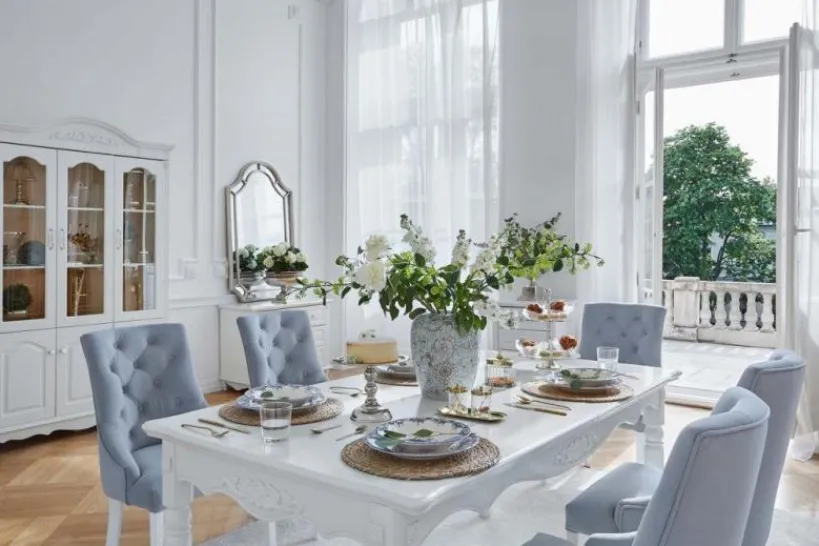 Arrediorg Tavolo provenzale allungabile in legno bianco Princess 828
