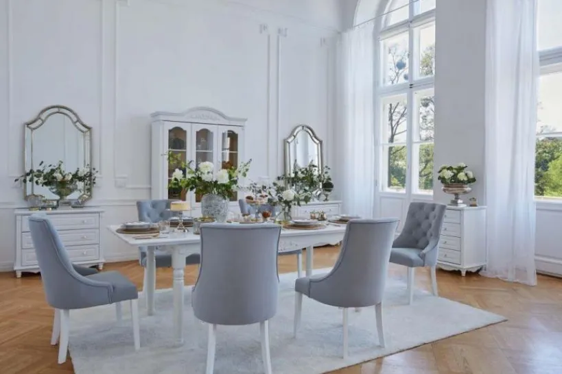 Arrediorg Tavolo provenzale allungabile in legno bianco Princess 828