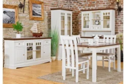 Arrediorg Tavolo rettangolare allungabile massello di pino bianco e color noce shabby chic
