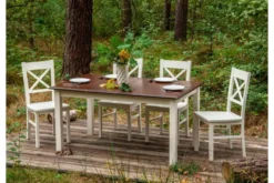 Arrediorg Tavolo rettangolare allungabile massello di pino bianco e color noce shabby chic