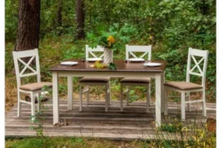 Arrediorg Tavolo rettangolare allungabile massello di pino bianco e color noce shabby chic