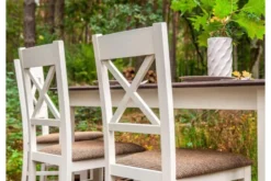 Arrediorg Tavolo rettangolare allungabile massello di pino bianco e color noce shabby chic