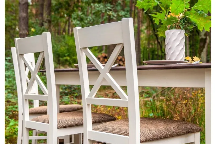 Arrediorg Tavolo rettangolare allungabile massello di pino bianco e color noce shabby chic