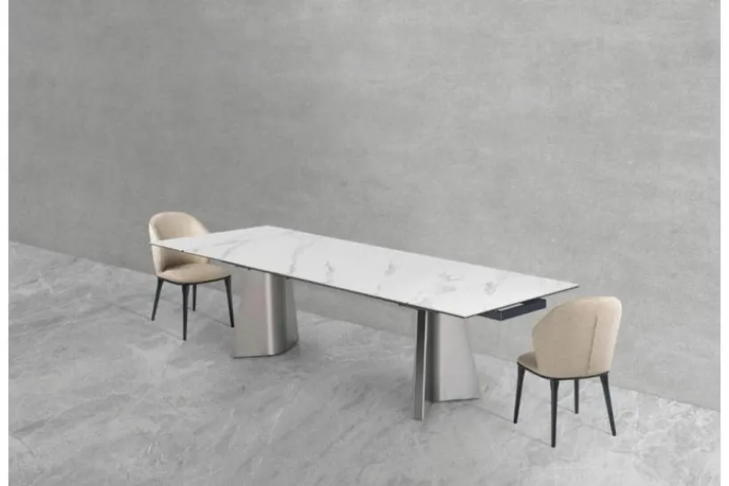Arrediorg Tavolo rettangolare allungabile 12 posti 200/280 cm effetto marmo NEXUS
