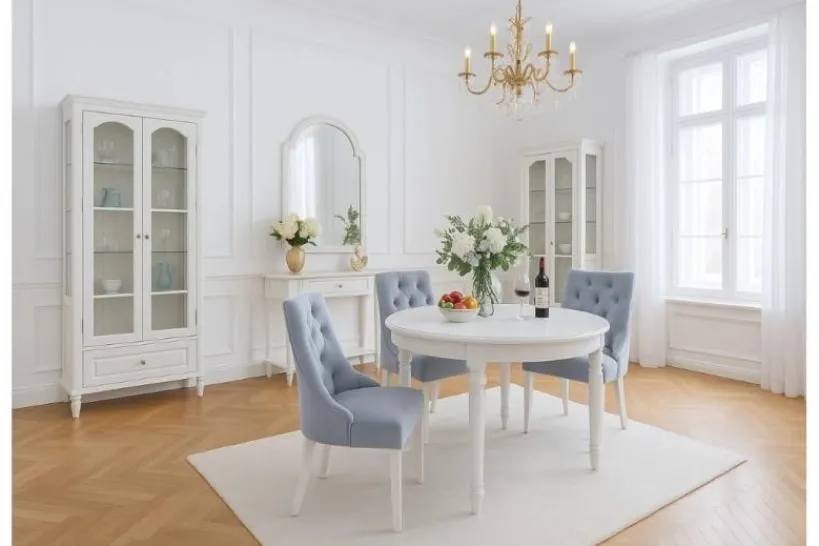 Arrediorg Tavolo rotondo bianco stile provenzale Princess 832