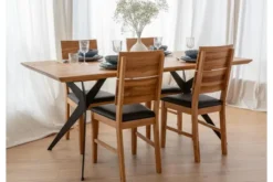 Arrediorg Tavolo massello design moderno gambe a cavalletto in metallo 90x180 CASERTA