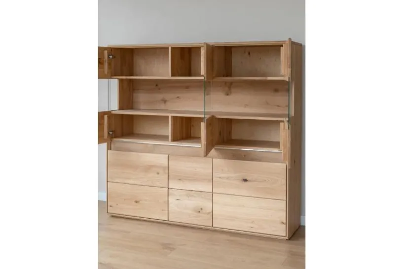 Arrediorg Vetrina 3 ante in legno naturale massello moderna