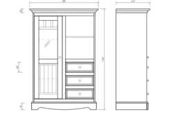 Arrediorg Vetrina bassa shabby chic pino massello grafite piano color rovere