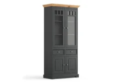 Arrediorg Vetrina due ante pino massello grafite e naturale shabby chic