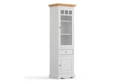 Arrediorg Vetrina libreria shabby chic pino massello bianco e top naturale