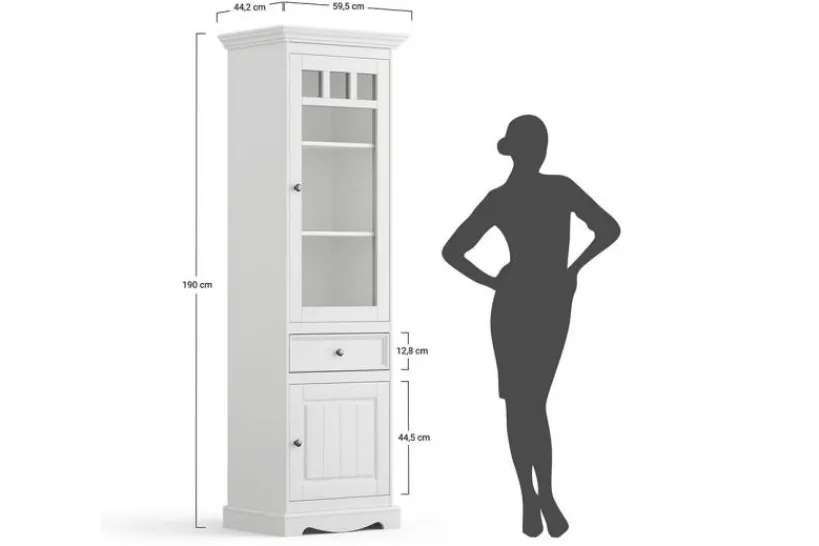 Arrediorg Vetrina shabby chic 1 anta pino massello