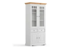 Arrediorg Vetrina shabby chic 2 ante pino massello bianco top naturale