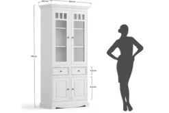 Arrediorg Vetrina shabby chic 2 ante pino massello bianco cornice noce
